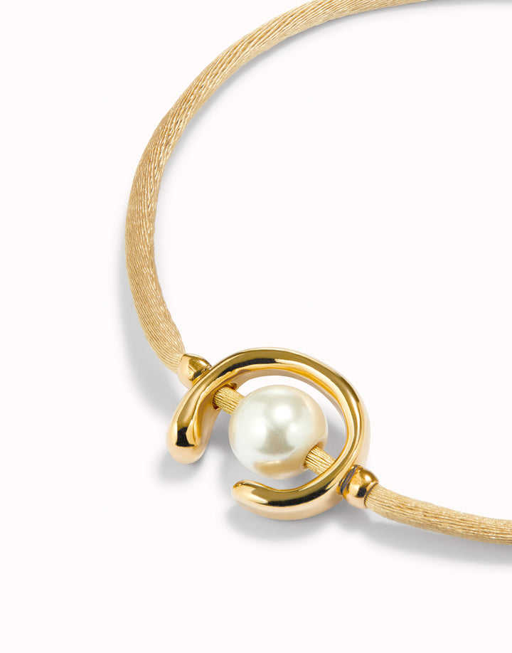 GOLD ADJUSTABLE PEARL CAMEL CORD BRACELET - Kingfisher Road - Online Boutique