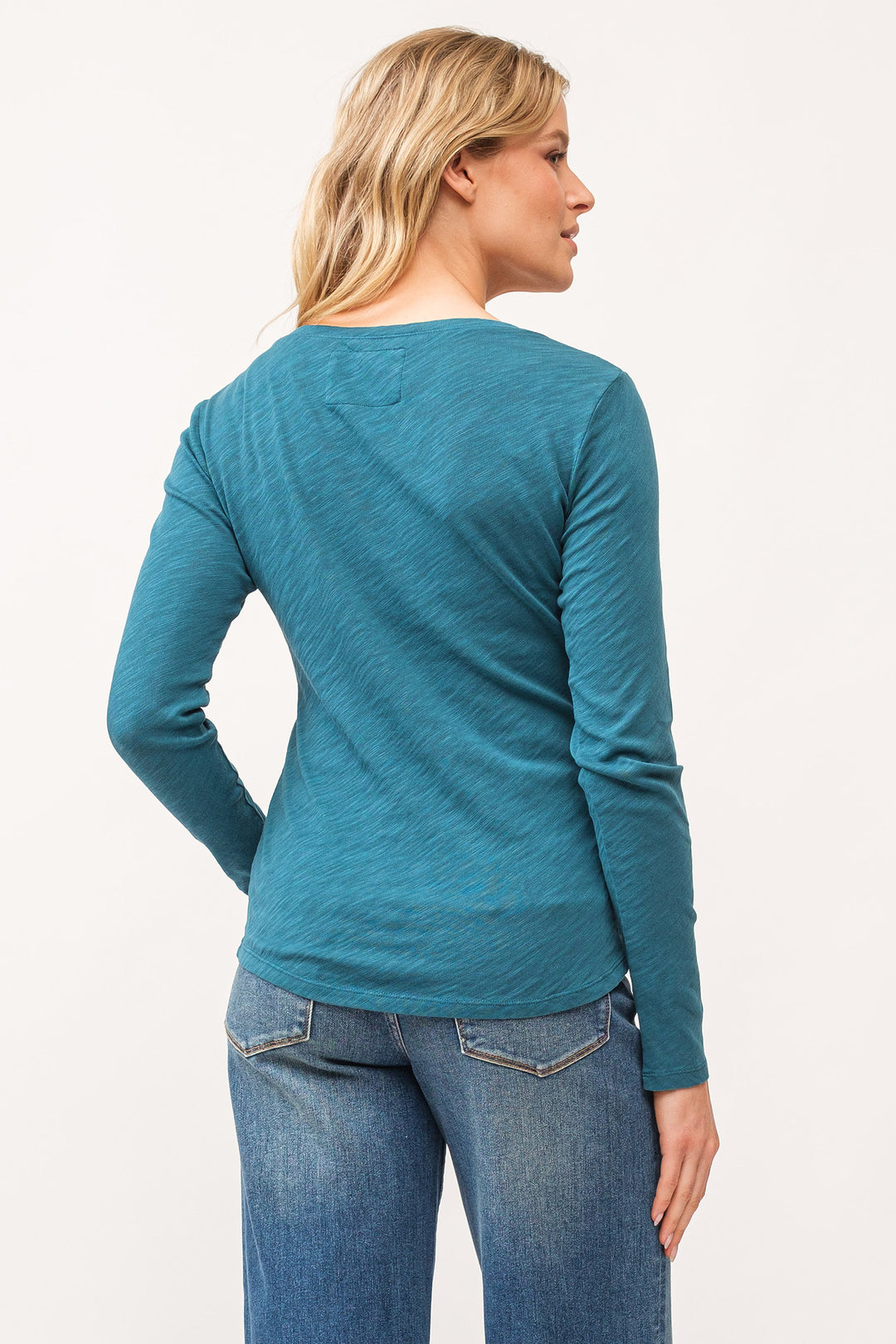 ALINA VNECK LONG SLEEVE-DEEP TEAL