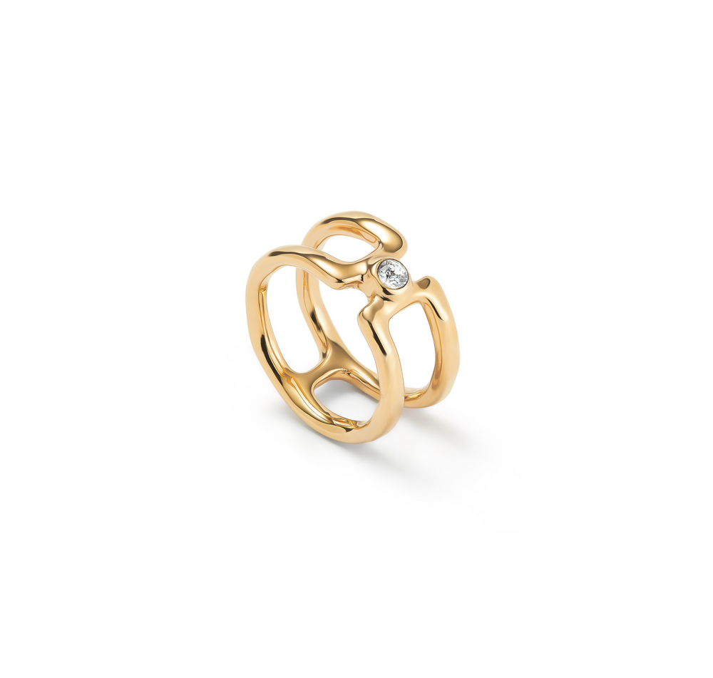 CAGED RING WITH CENTER STONE-GOLD - Kingfisher Road - Online Boutique