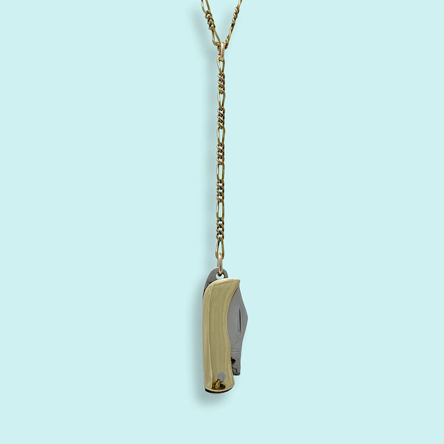 LONG Y-DROP KNIFE NECKLACE-GOLD