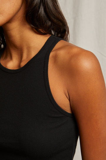 KRAVITZ FINE RIB TANK-TRUE BLACK - Kingfisher Road - Online Boutique