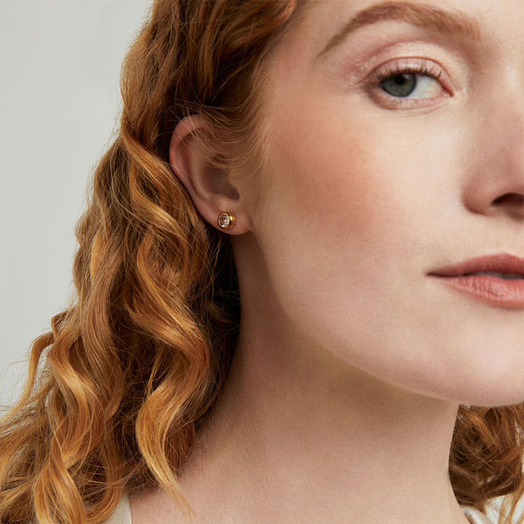 SIGNATURE SMALL STUDS-CRYSTAL QUARTZ/GOLD - Kingfisher Road - Online Boutique