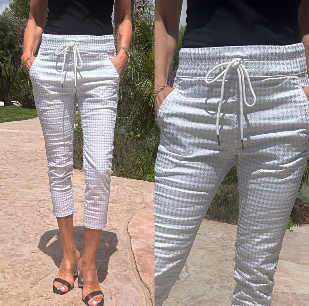 SHELY SILVER HOUNDSTOOTH CAPRI - Kingfisher Road - Online Boutique