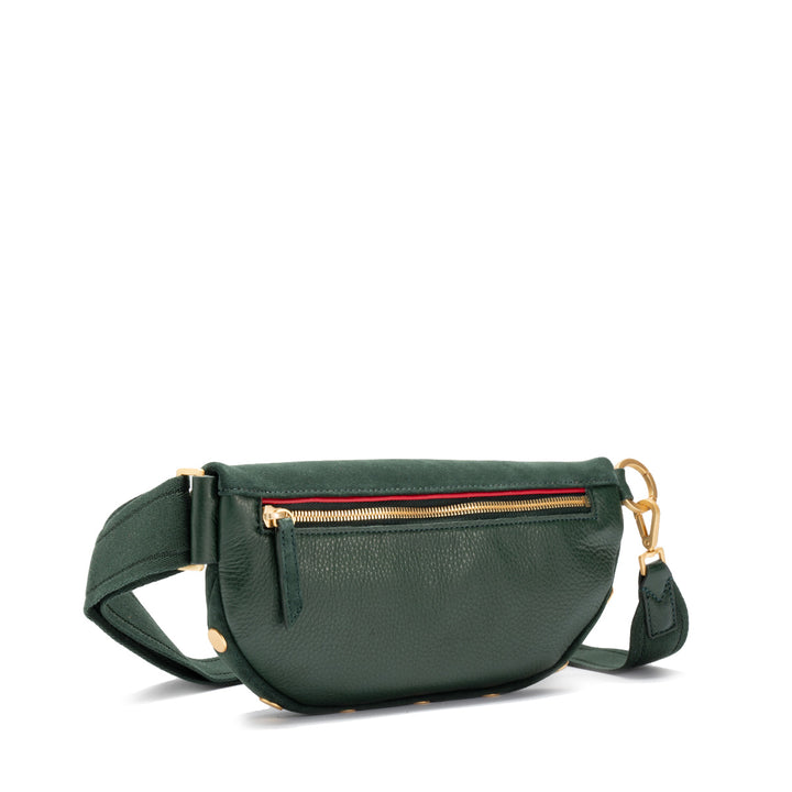 CHARLES CROSSBODY MED-GREEN ROOM SUEDE/GOLD