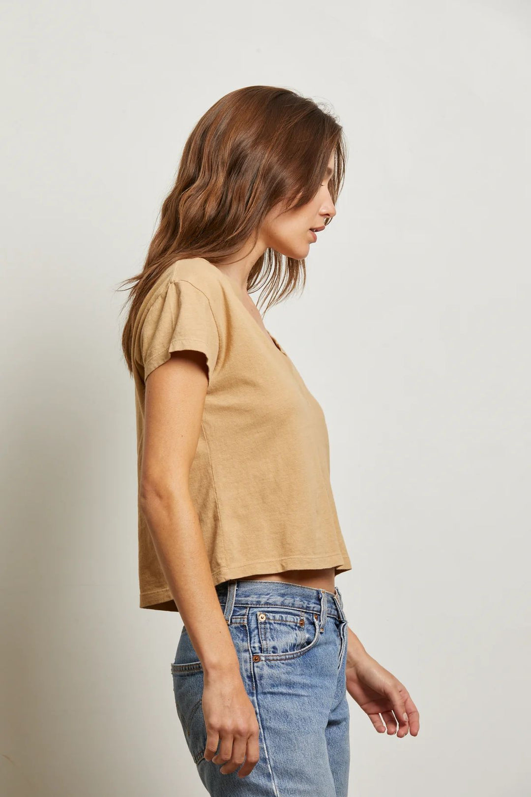 ALANIS V-NECK TEE-SUEDE - Kingfisher Road - Online Boutique