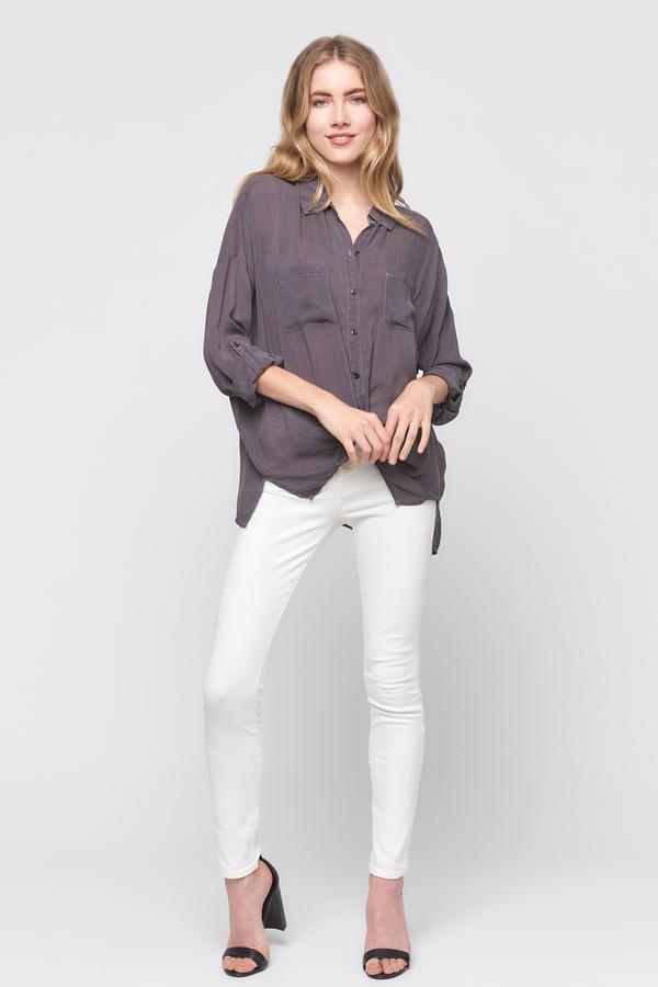 CHARCOAL CRINKLE  CARGO POCKET TOP - Kingfisher Road - Online Boutique