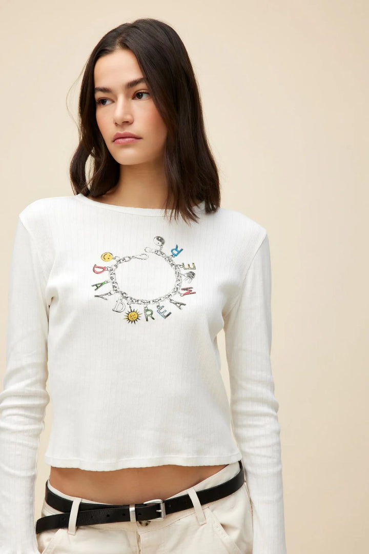 DAYDREAMER CHARM MARROW LONG SLEEVE-VINTAGE WHITE