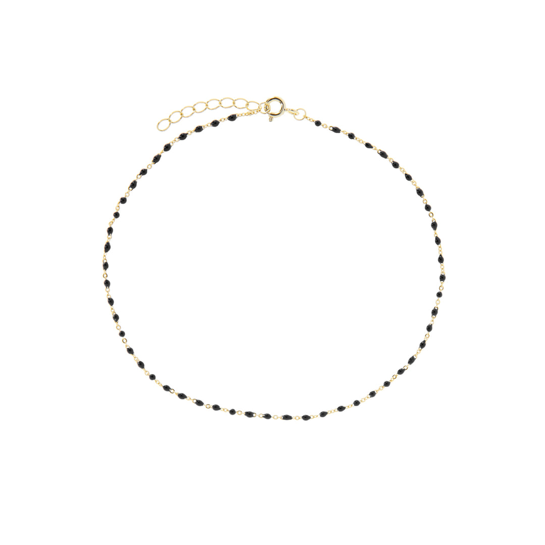 DELICATE BEADED ANKLET-GOLD/ONYX - Kingfisher Road - Online Boutique