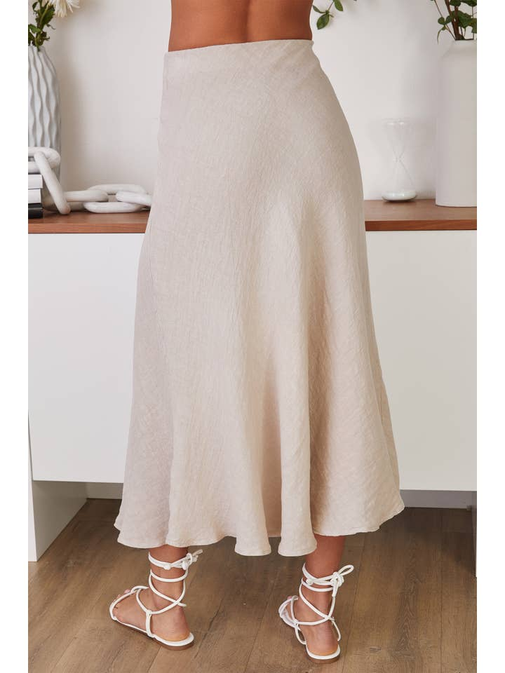 CRINKLE LINEN MAXI SKIRT-IVORY - Kingfisher Road - Online Boutique