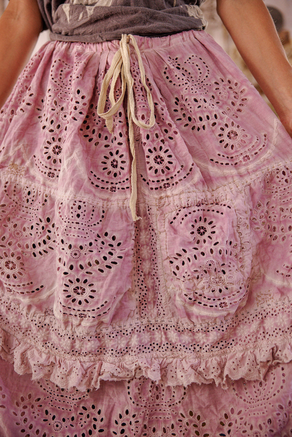 EYELET PISSARRO SKIRT-LYCHEE BLOSSOM - Kingfisher Road - Online Boutique