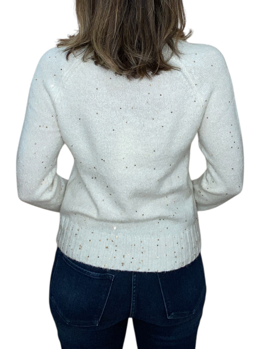 SEQUIN CREW NECK SWEATER-CREAM