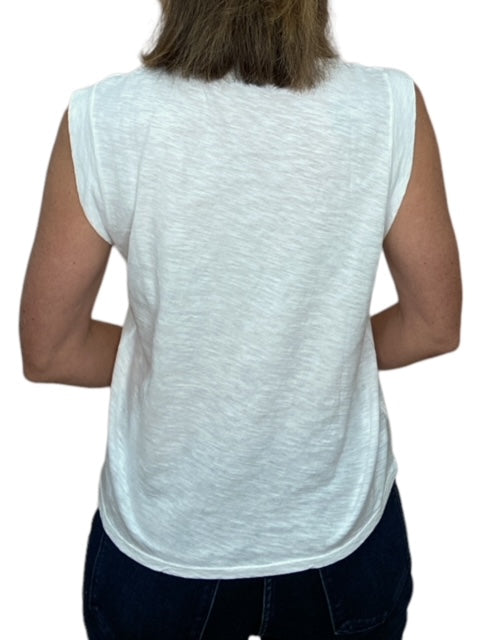 SLEEVELESS CREWNECK TOP-WHITE - Kingfisher Road - Online Boutique