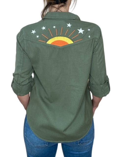 HELLO SUNSHINE SHIRT-OLIVE - Kingfisher Road - Online Boutique