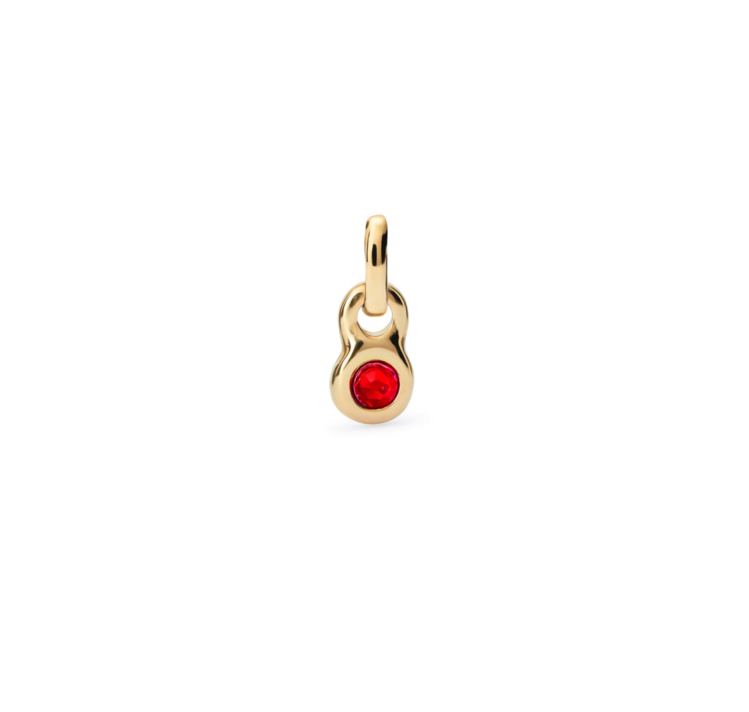 DROPLET CHARM WITH RED STONE-GOLD - Kingfisher Road - Online Boutique