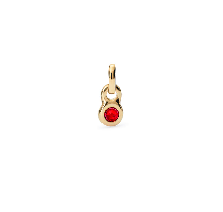 DROPLET CHARM WITH RED STONE-GOLD - Kingfisher Road - Online Boutique