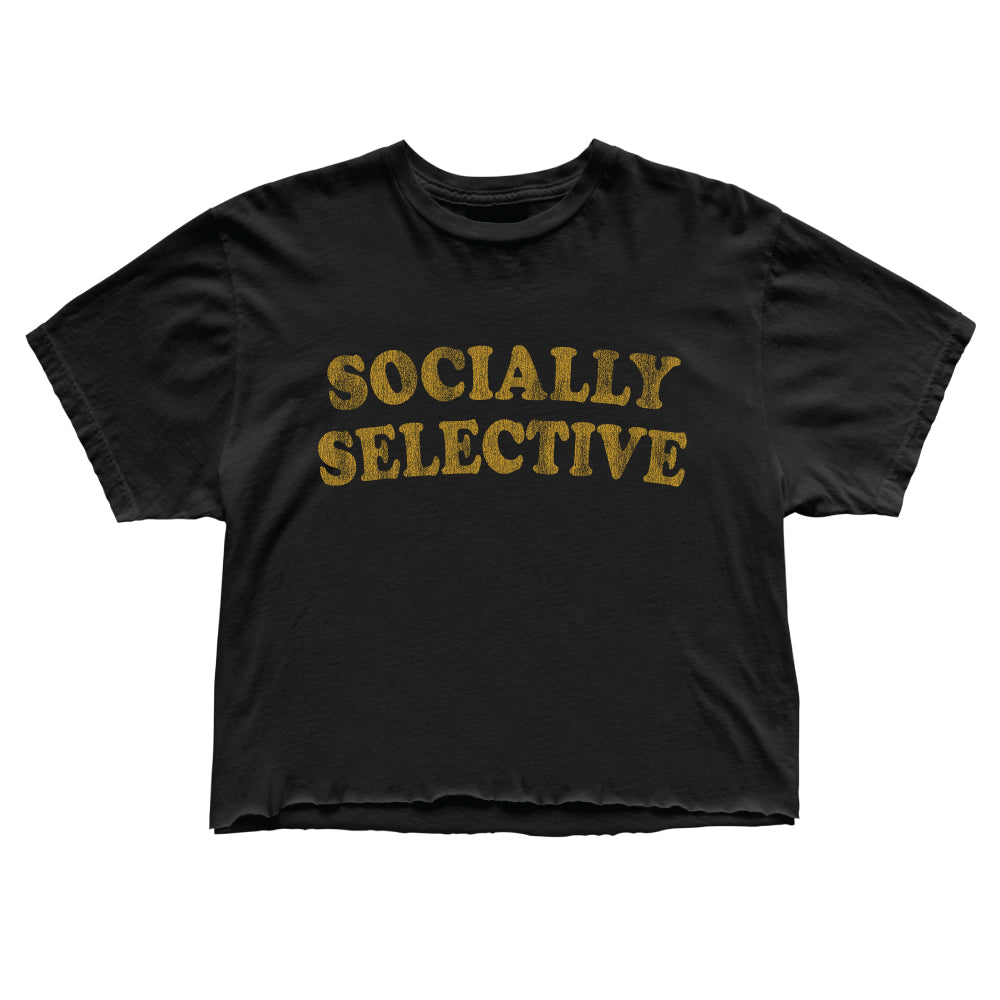 SOCIALLY SELECTIVE CUT OFF TEE-BLACK - Kingfisher Road - Online Boutique