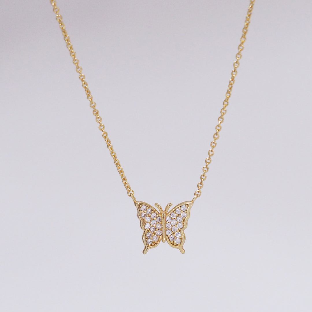 PAVE BUTTERFLY NECKLACE-GOLD - Kingfisher Road - Online Boutique