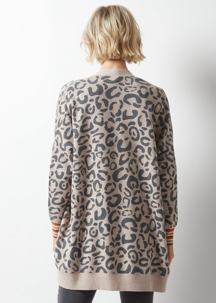 LEOPARD OPEN CARDIGAN-COOKIE