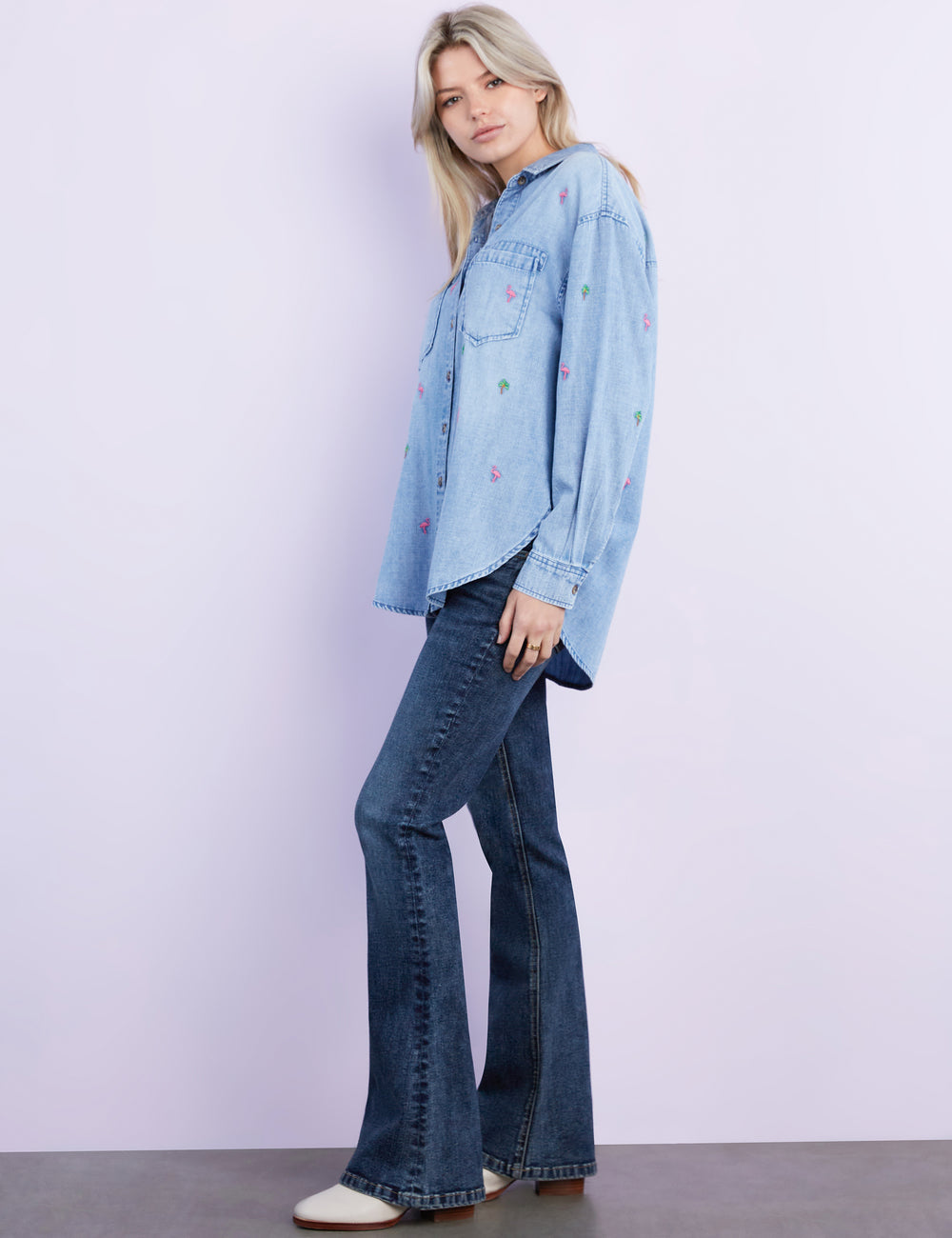 PALM DESERT EMBROIDERY SHIRT-DENIM - Kingfisher Road - Online Boutique