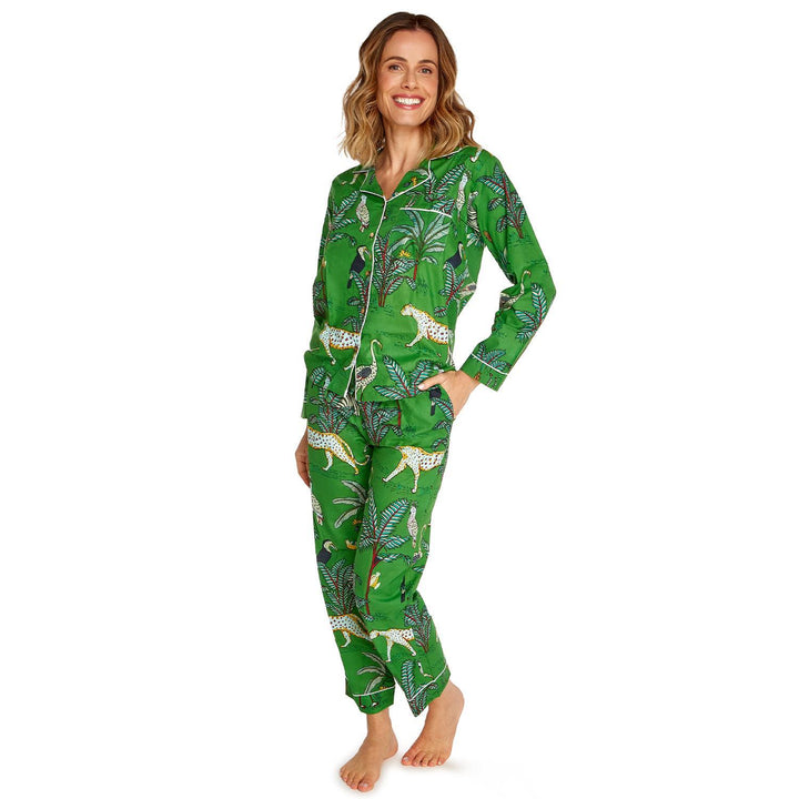 COTTON PRINTED PAJAMAS-KELLY GREEN