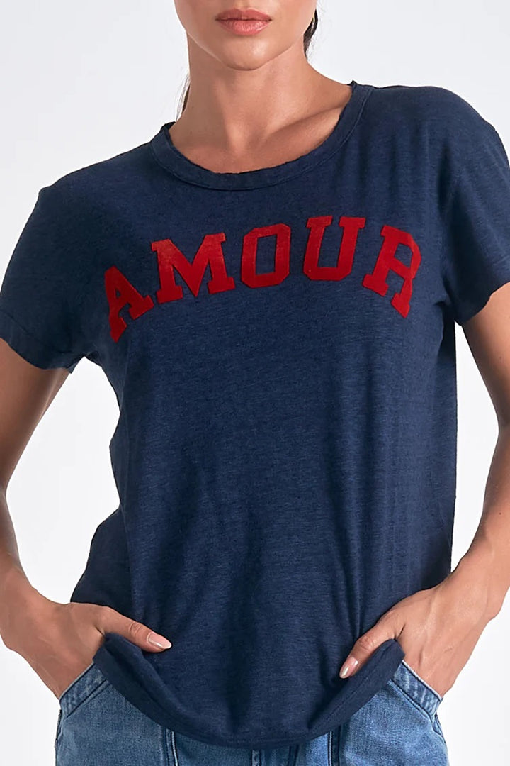 AMOUR CREW NECK TEE-NAVY