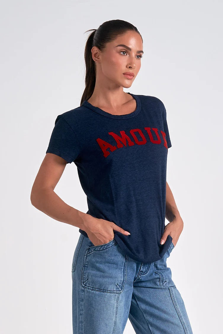 AMOUR CREW NECK TEE-NAVY