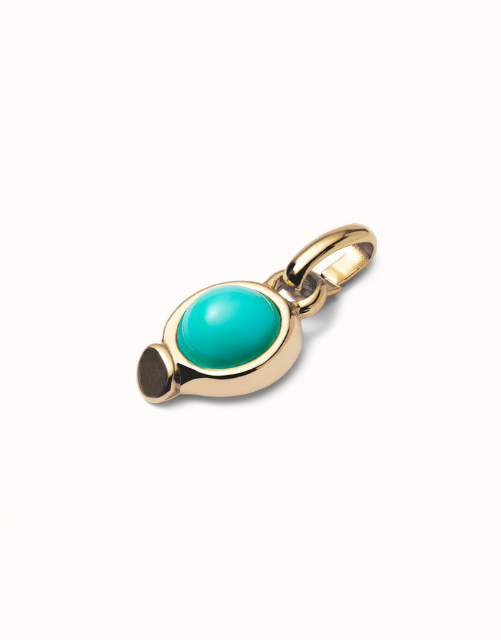 CIRCULAR TURQUOISE CABACHON CHARM-GOLD - Kingfisher Road - Online Boutique