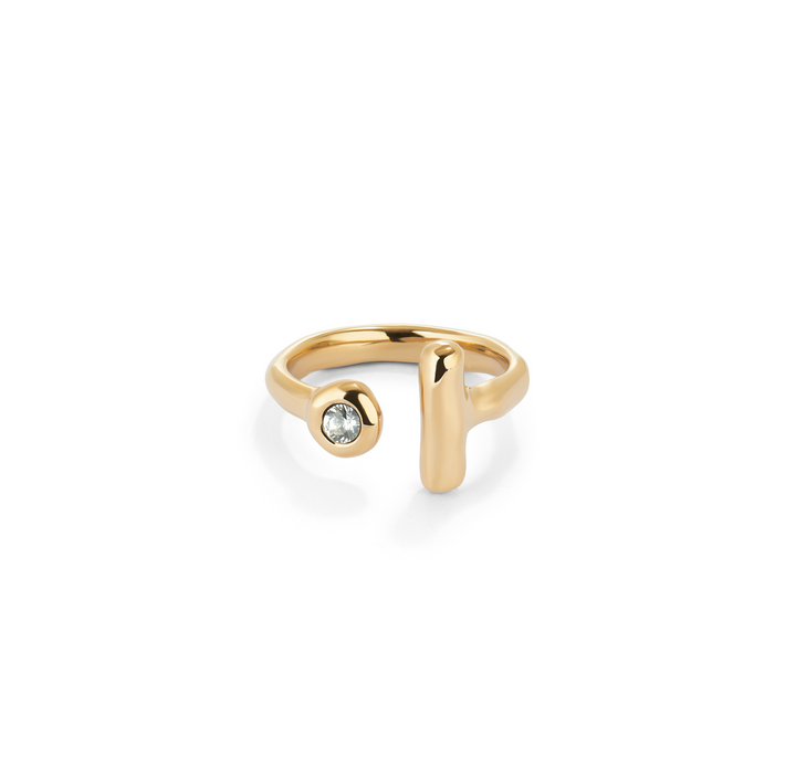 OPEN RING WITH STONE AND BAR-GOLD - Kingfisher Road - Online Boutique