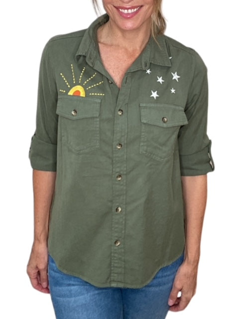 HELLO SUNSHINE SHIRT-OLIVE - Kingfisher Road - Online Boutique