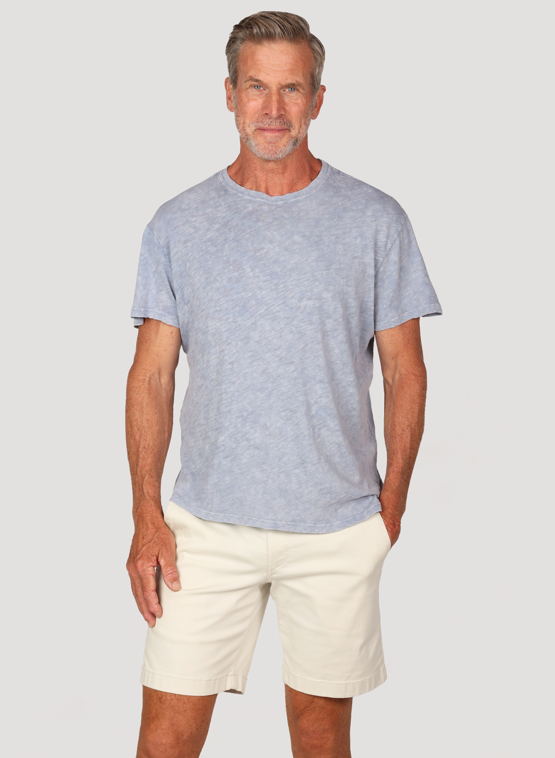 SHORT SLEEVE CREW TEE-WASHED DENIM - Kingfisher Road - Online Boutique