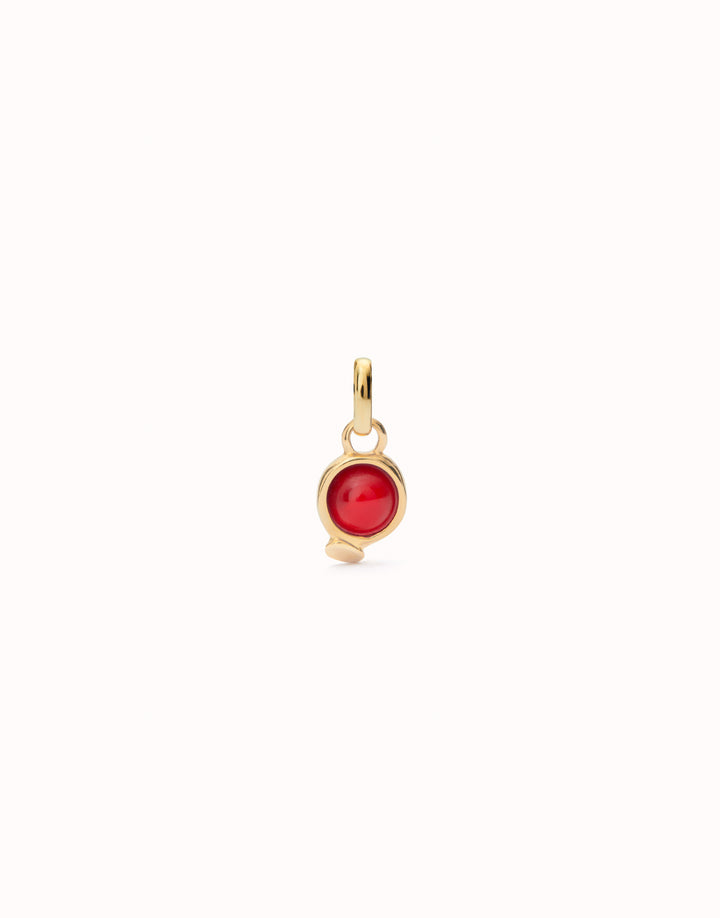 CIRCULAR RED CABACHON CHARM CHARM-GOLD - Kingfisher Road - Online Boutique