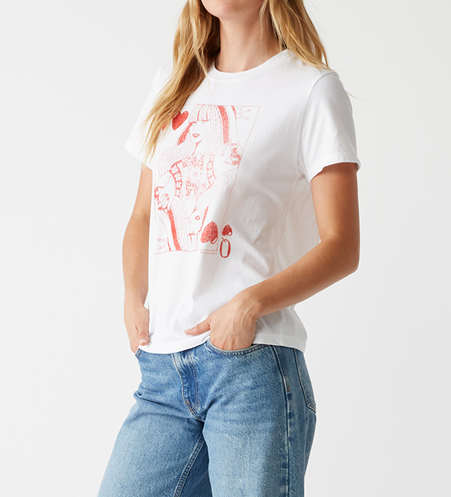 QUEEN OF HEARTS GRAPHIC TEE-WHITE