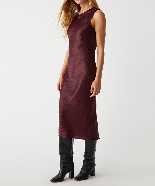 SEEMA BIAS TANK MIDI DRESS-BEETROOT