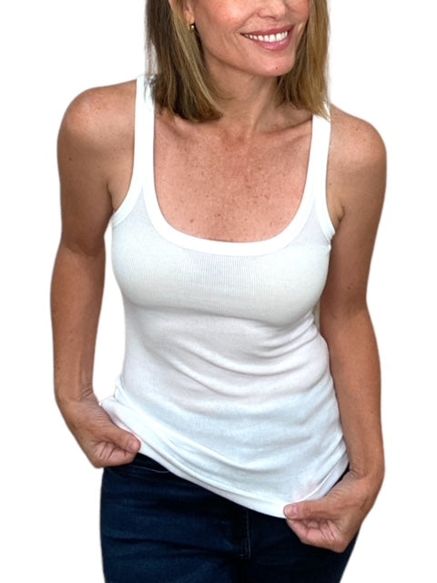 SCOOP NECK TANK-WHITE - Kingfisher Road - Online Boutique