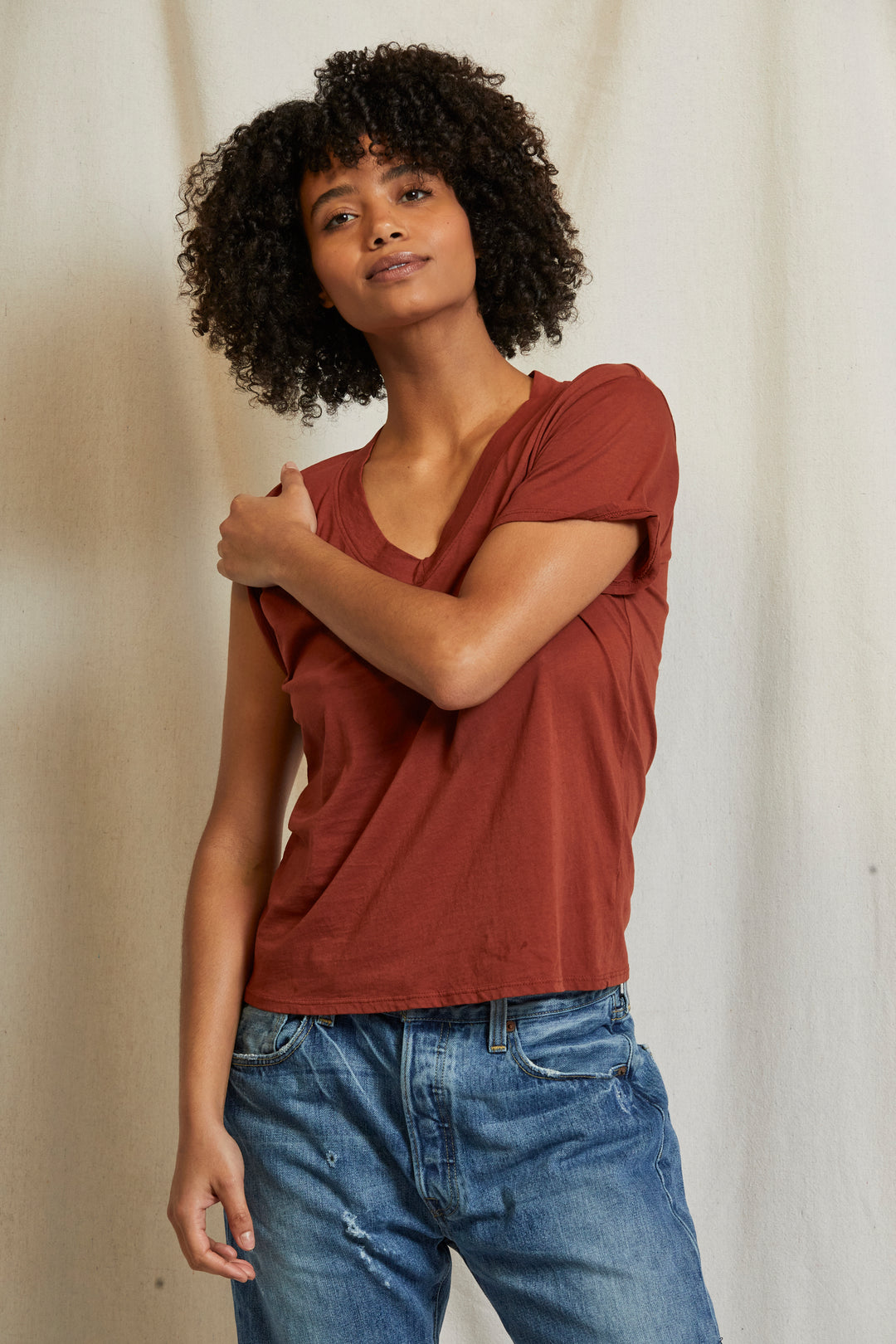 HENDRIX V-NECK TEE-RUSSET - Kingfisher Road - Online Boutique