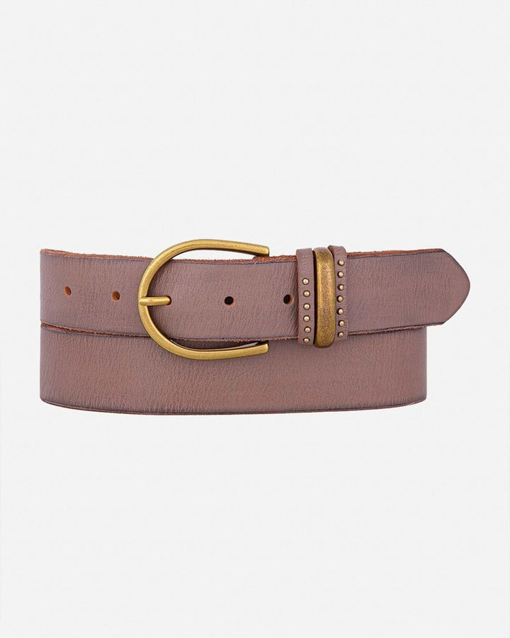 NORINE GOLD BUCKLE STUD BELT-MUD - Kingfisher Road - Online Boutique