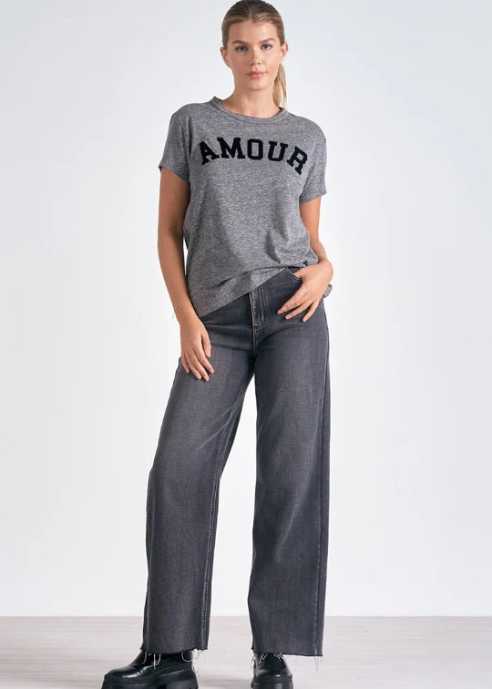 AMOUR CREW NECK TEE-GREY