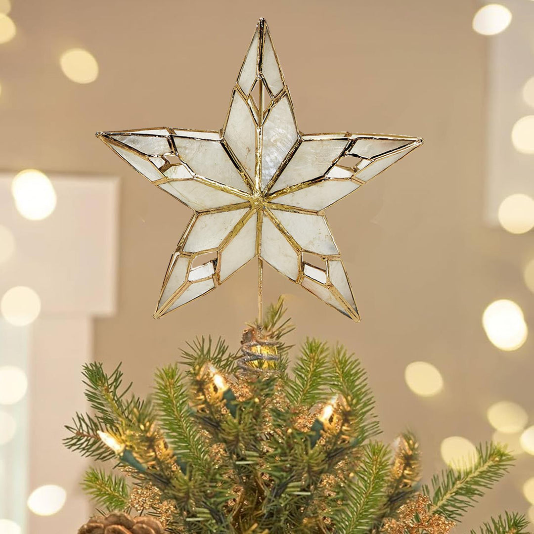 MOTHER OF PEARL HAND-CRAFTED DOUBLE-SIDED TREE TOPPER