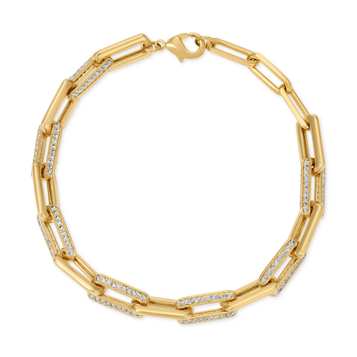 PALM BEACH PAVE LINK BRACELET-GOLD