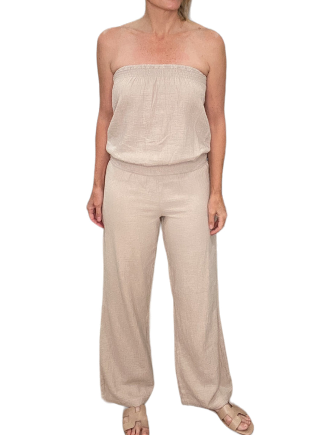 WIDE LEG SMOCKED WAIST PANT-SANDY - Kingfisher Road - Online Boutique