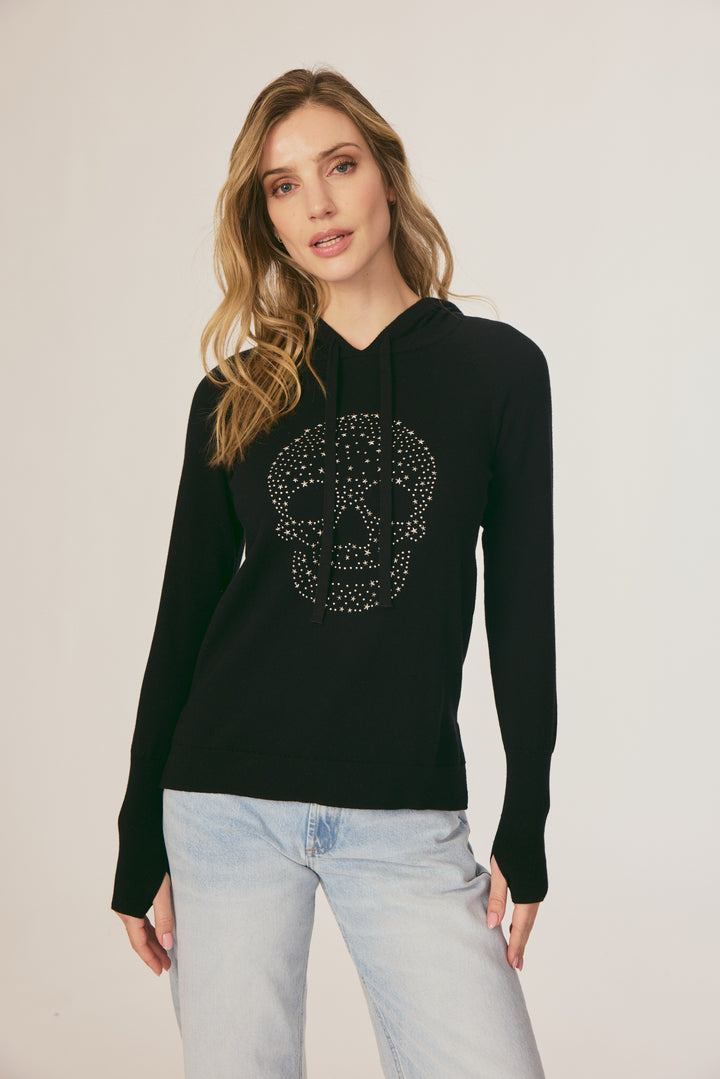 SKULL SWEATER HOODIE-BLACK