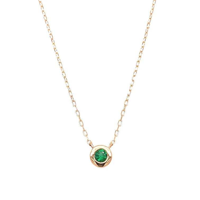 .09ct ROUND EMERALD PENDANT NECKLACE-14kt YG - Kingfisher Road - Online Boutique