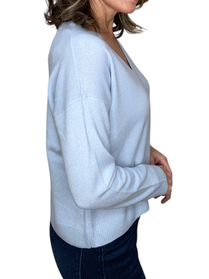 LUREX V-NECK SWEATER-GLACIAL