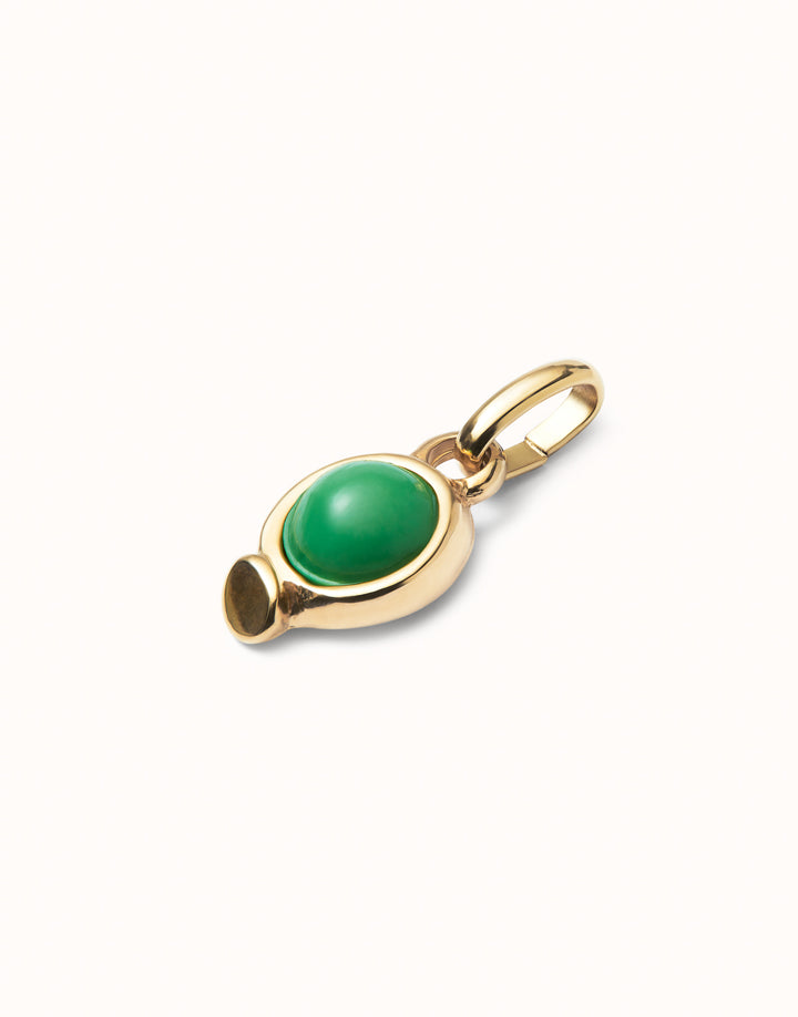 CIRCULAR GREEN CABACHON CHARM-GOLD - Kingfisher Road - Online Boutique