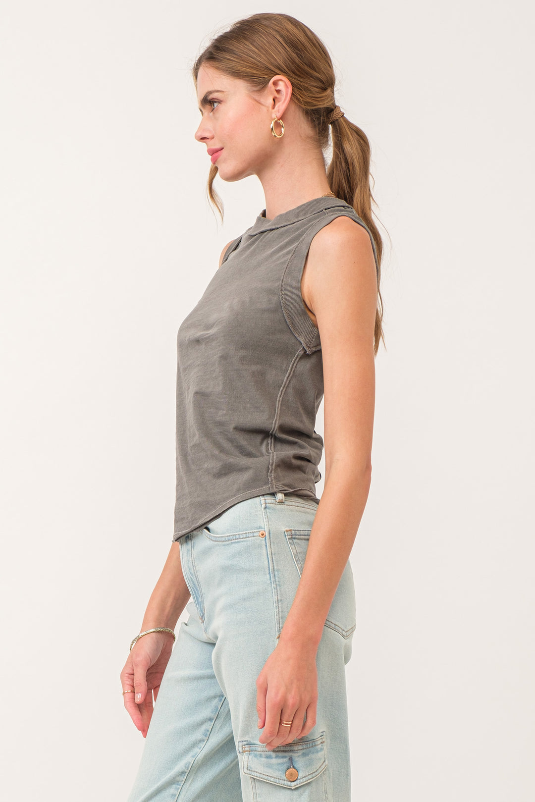 ZO ROUND NECK TANK-SMOKE GREY - Kingfisher Road - Online Boutique