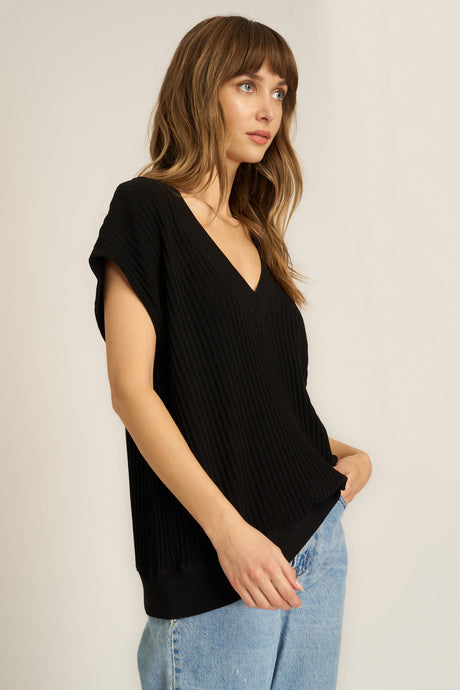 LOST IN LOVE OVERSIZED SWEATER VEST TOP-BLACK