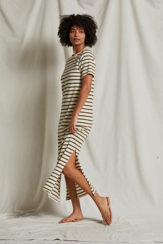 LOVER STRIPPED MAXI DRESS-WALNUT STRIPE