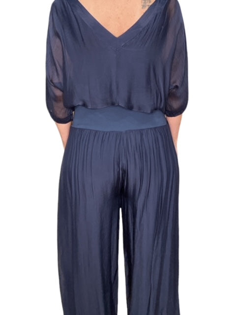 SILK PALAZZO PANTS-NAVY - Kingfisher Road - Online Boutique