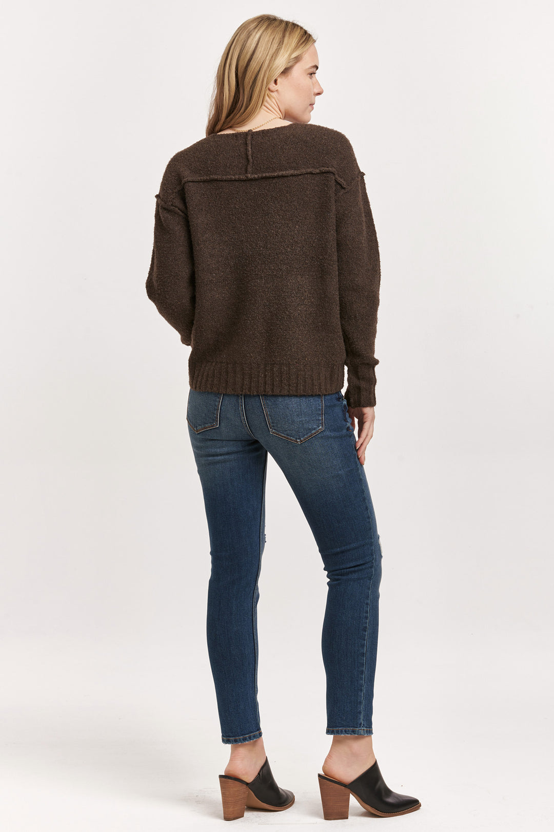 JENNA LONG SLEEVE SWEATER-DARK CHOCOLATE