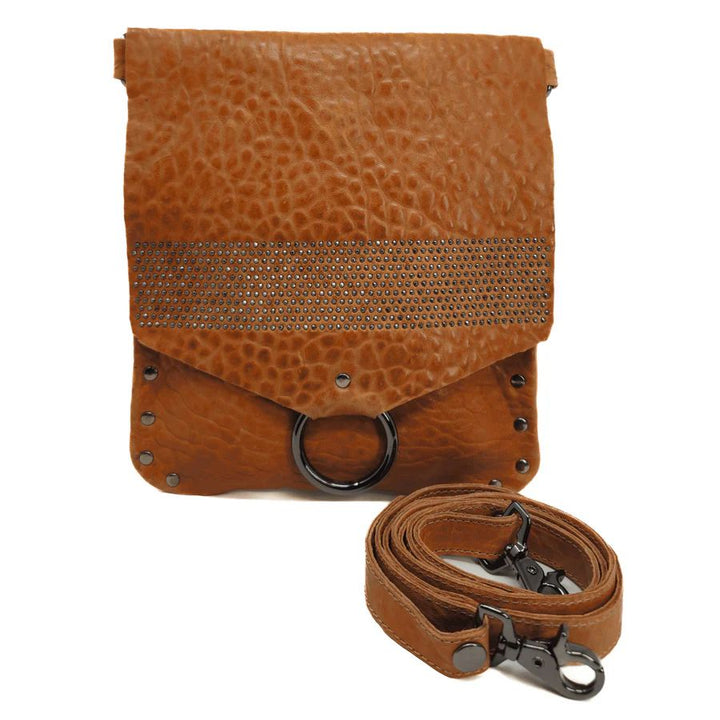 DYLAN STUD CROSSBODY BAG-COGNAC - Kingfisher Road - Online Boutique